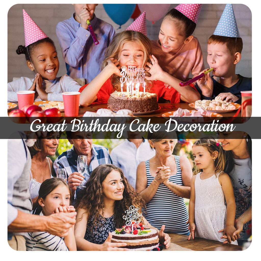 Outus 150 Pcs Happy Birthday Cake Toppers – Acrylic, Double-Sided, Multicolor