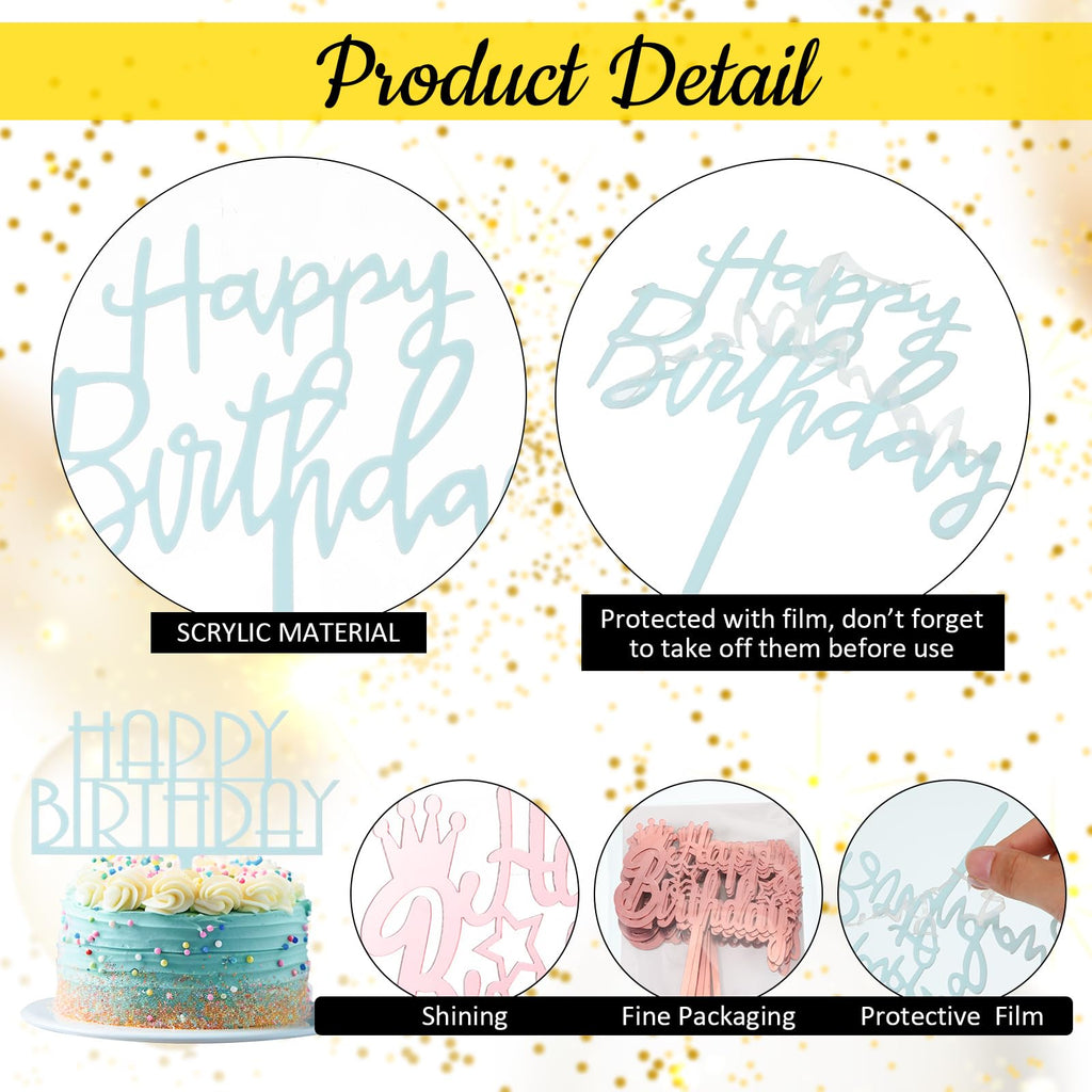 Outus 150 Pcs Happy Birthday Cake Toppers – Acrylic, Double-Sided, Multicolor