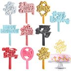 Outus 150 Pcs Happy Birthday Cake Toppers – Acrylic, Double-Sided, Multicolor