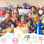 Outus 150 Pcs Happy Birthday Cake Toppers – Acrylic, Double-Sided, Multicolor