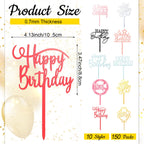 Outus 150 Pcs Happy Birthday Cake Toppers – Acrylic, Double-Sided, Multicolor