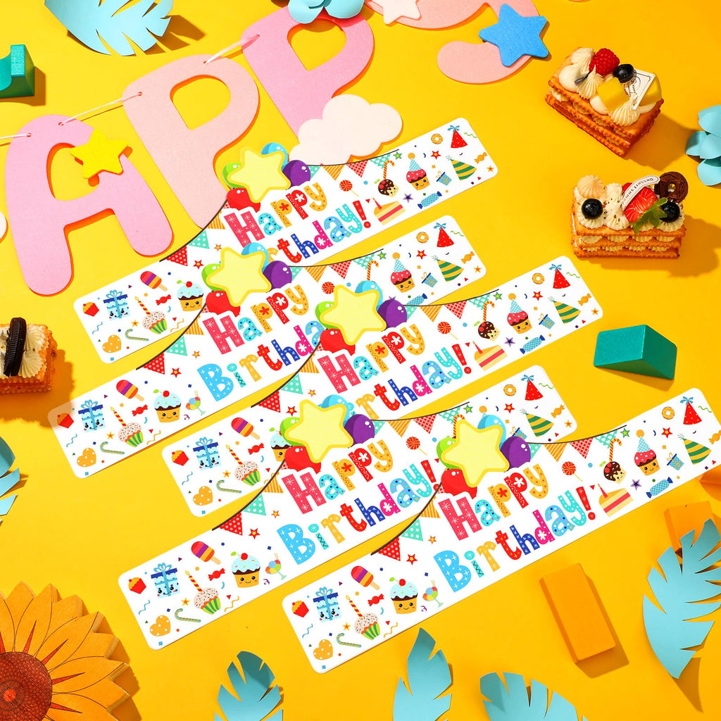 Outus 42 Pack Happy Birthday Crowns for Kids – Adjustable Elastic Bands, Classroom Party Hats