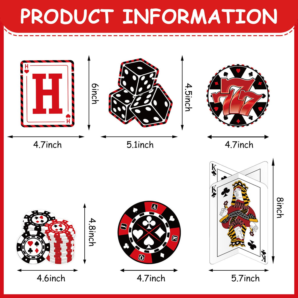 Outus 17 Pieces Casino Poker Theme Party Decorations | Birthday Banner, Swirls & 3D Table Toppers