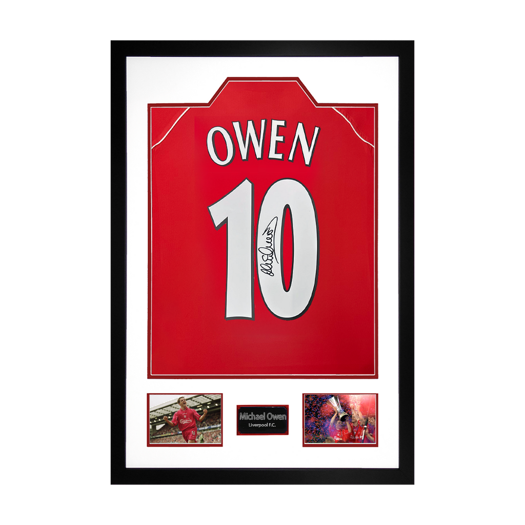 Michael Owen Signed Liverpool Shirt Premium Frame