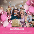 OWill Pink Balloons Set 100pcs 12in Metallic Pink for Birthday, Baby Shower, Wedding & Arch Garland