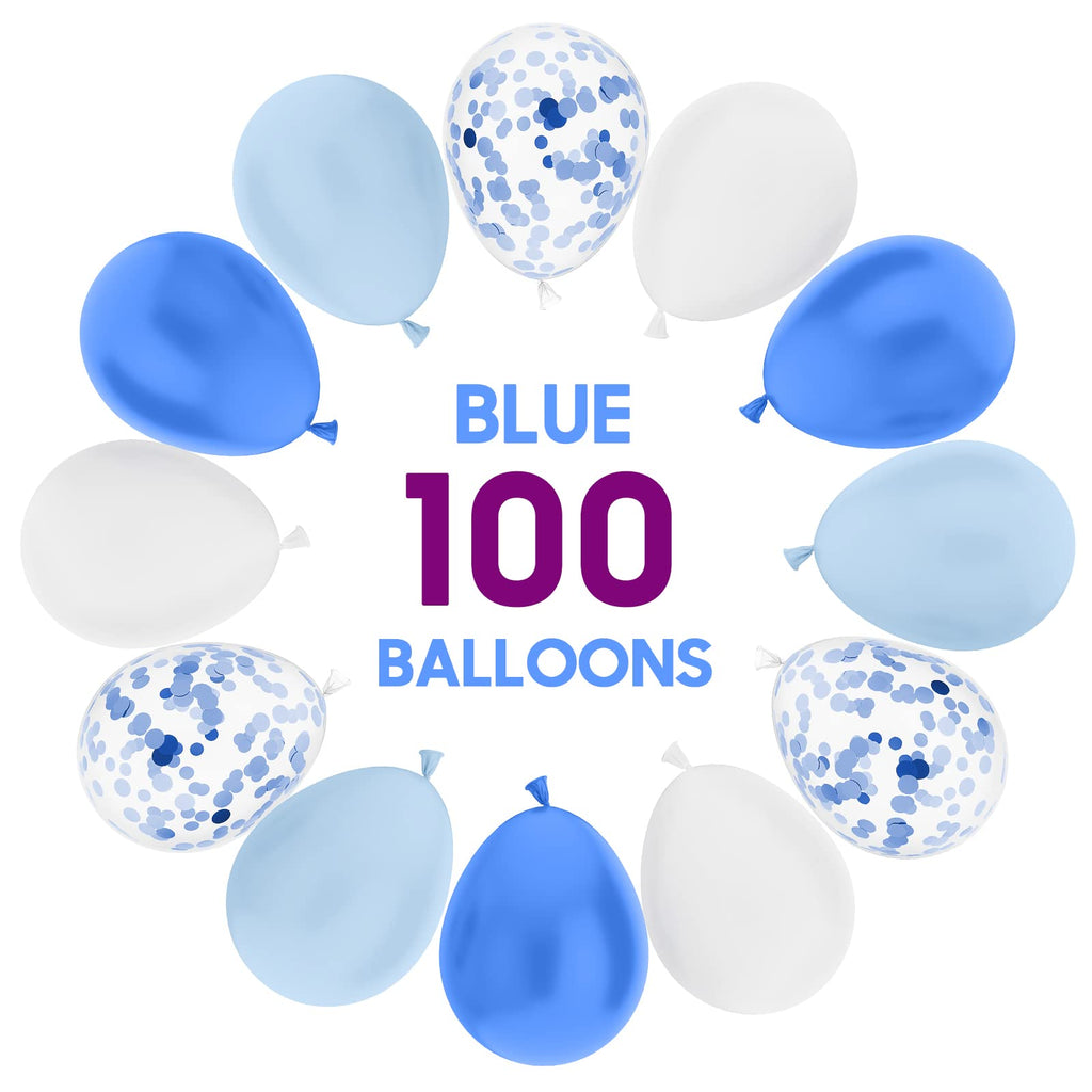 OWill 100pcs Royal Blue Confetti Balloons – 12in Latex Party Kit
