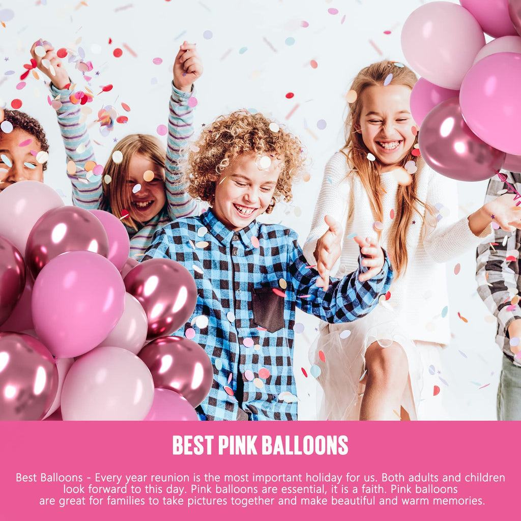 OWill Pink Balloons Set 100pcs 12in Metallic Pink for Birthday, Baby Shower, Wedding & Arch Garland