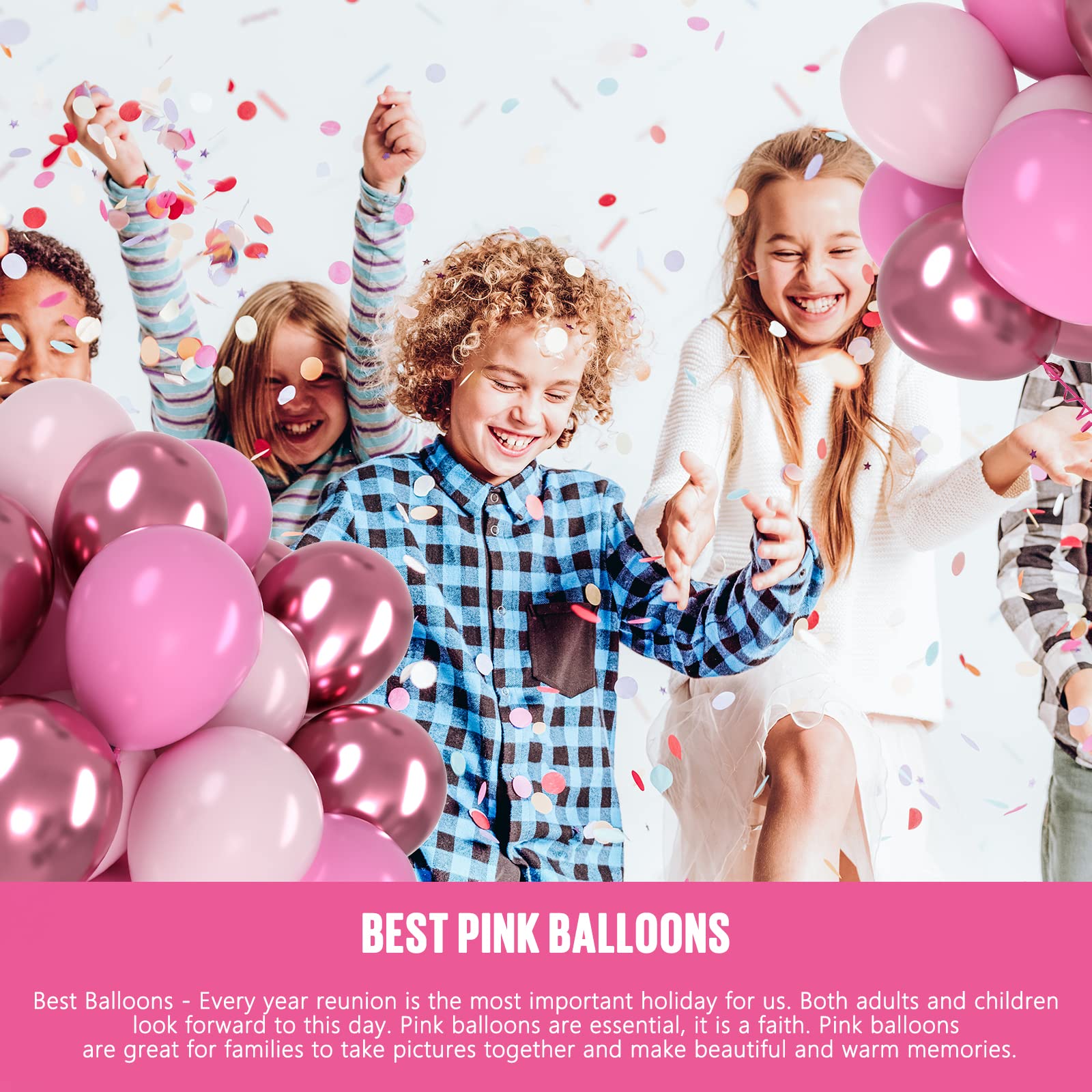 OWill Pink Balloons Set 100pcs 12in Metallic Pink for Birthday, Baby Shower, Wedding & Arch Garland