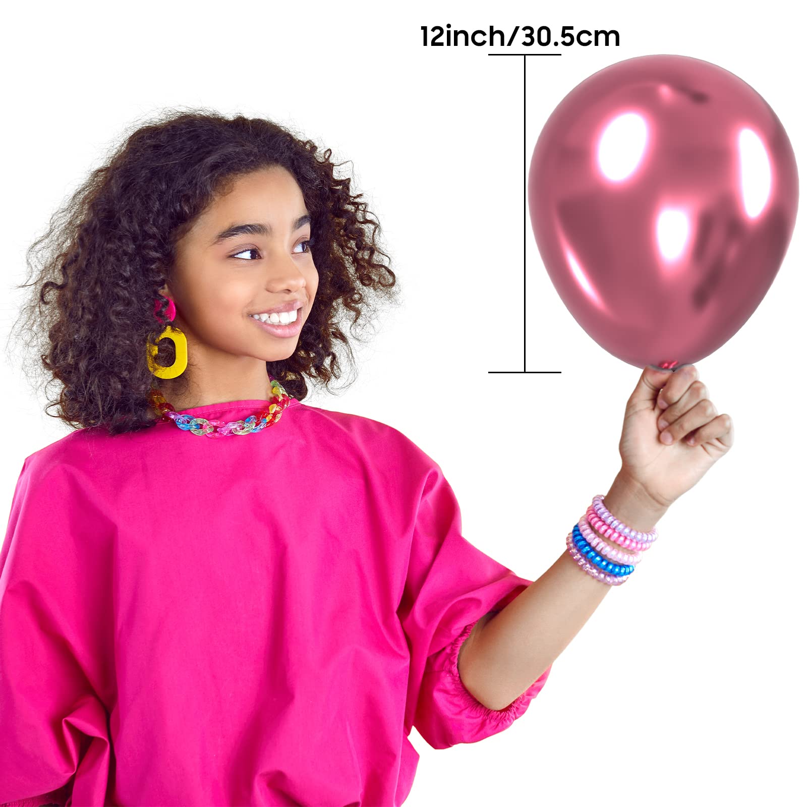 OWill Pink Balloons Set 100pcs 12in Metallic Pink for Birthday, Baby Shower, Wedding & Arch Garland