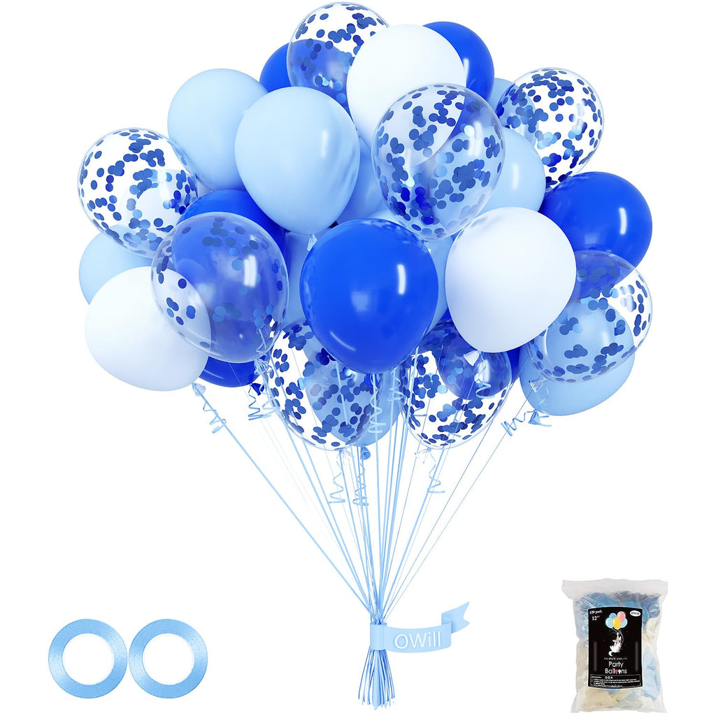 OWill 100pcs Royal Blue Confetti Balloons – 12in Latex Party Kit