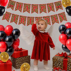 OWWOPATS Cheetah Cherry Birthday Decorations Kit – Leopard Print Banner & Balloons