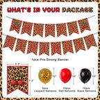 OWWOPATS Cheetah Cherry Birthday Decorations Kit – Leopard Print Banner & Balloons