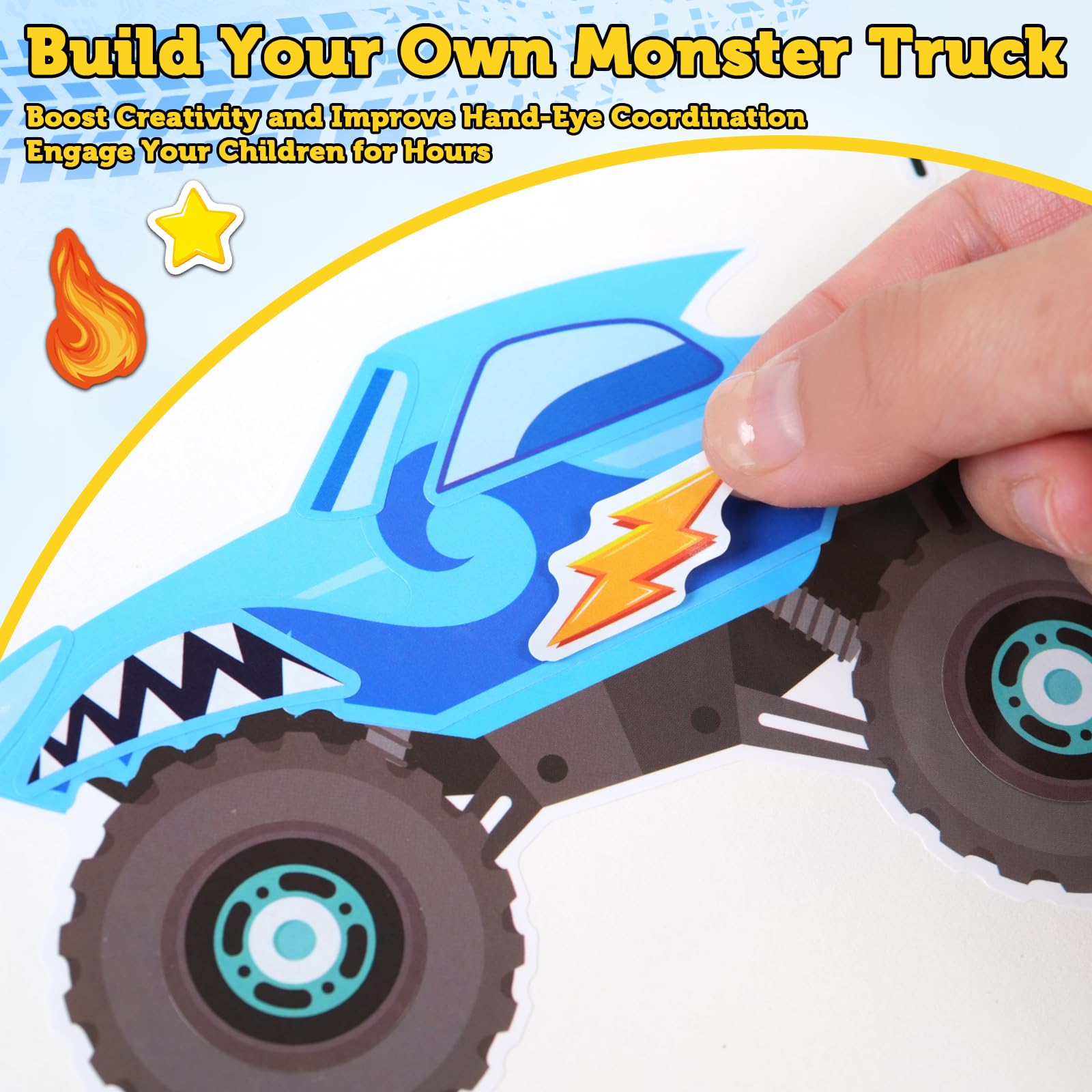 Ozepao 32 Sheets Monster Trucks Stickers – Kids Party Favors & DIY Crafts