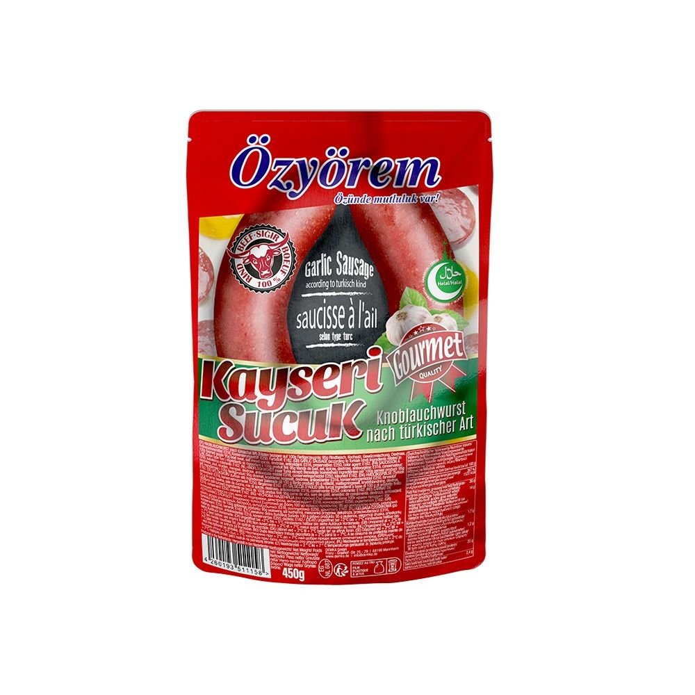 Özyörem Premium Kayseri Sucuk Halal Garlic Beef Sausage 450g