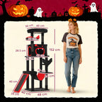 PawHut Gothic Cat Tree, 152 cm Multi-Level Cat Tower for Large Cats with Coffin Bed, Large Condo, for Halloween