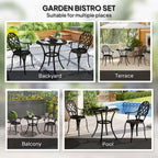 Outsunny 3PCs Bistro Set,  Aluminium Garden Table and Chairs