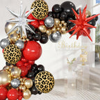 Paayeq Red Black Gold Balloon Arch Garland Kit – Leopard Print Party Decor