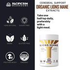 Pacific Rim Mushrooms Lions Mane Supplement Powder Ultra Strength 10:1 Organic Lions Mane Mushroom Supporting Memory, Cognition, Brain Health, 8 Ounces / 226 Servings