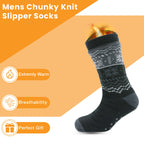 Sock Stack Men's Chunky Knit Slipper Socks With Grips Pack Of 2 Thick Warm Non Slip