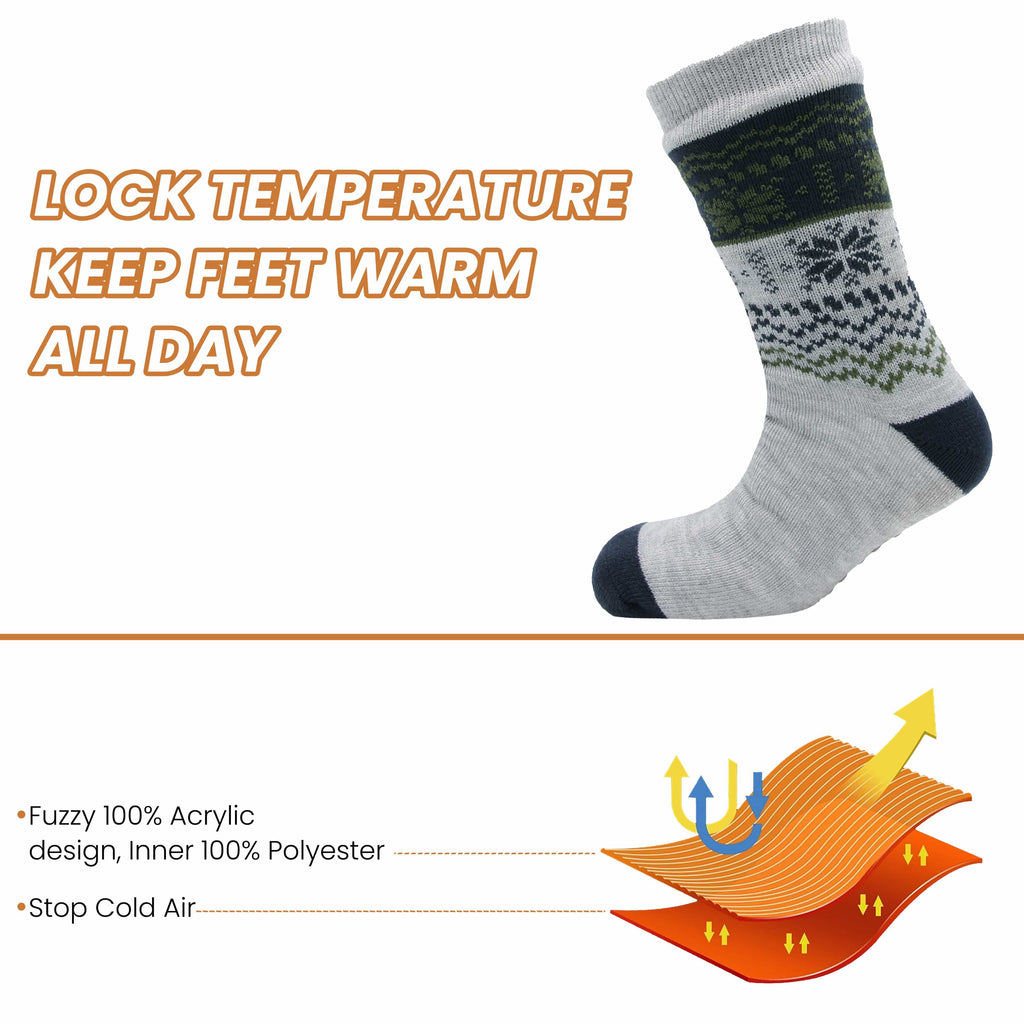 Sock Stack Men's Chunky Knit Slipper Socks With Grips Pack Of 2 Thick Warm Non Slip