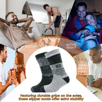 Sock Stack Men's Chunky Knit Slipper Socks With Grips Pack Of 2 Thick Warm Non Slip