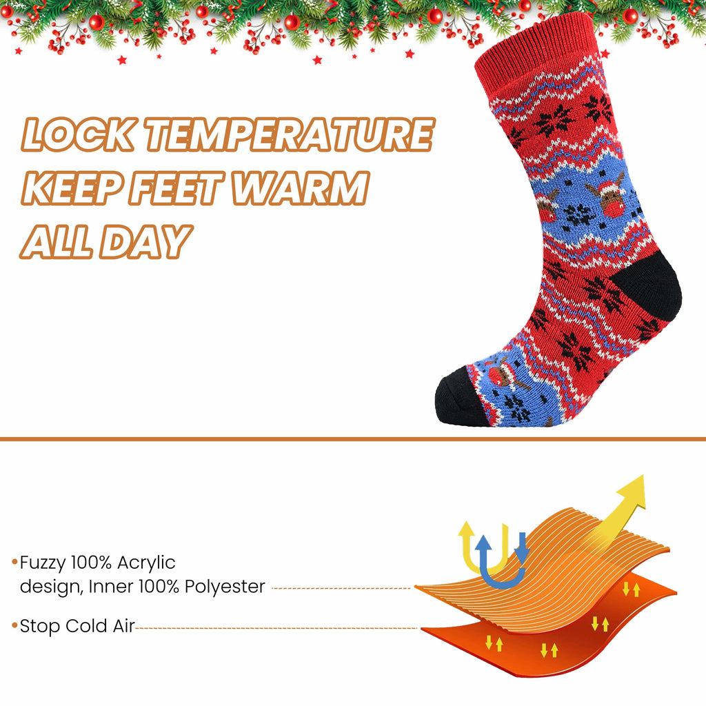 Sock Stack Pack Of 2 Men's Festive Chunky Knit Slipper Socks With Grips Non Slip Sole