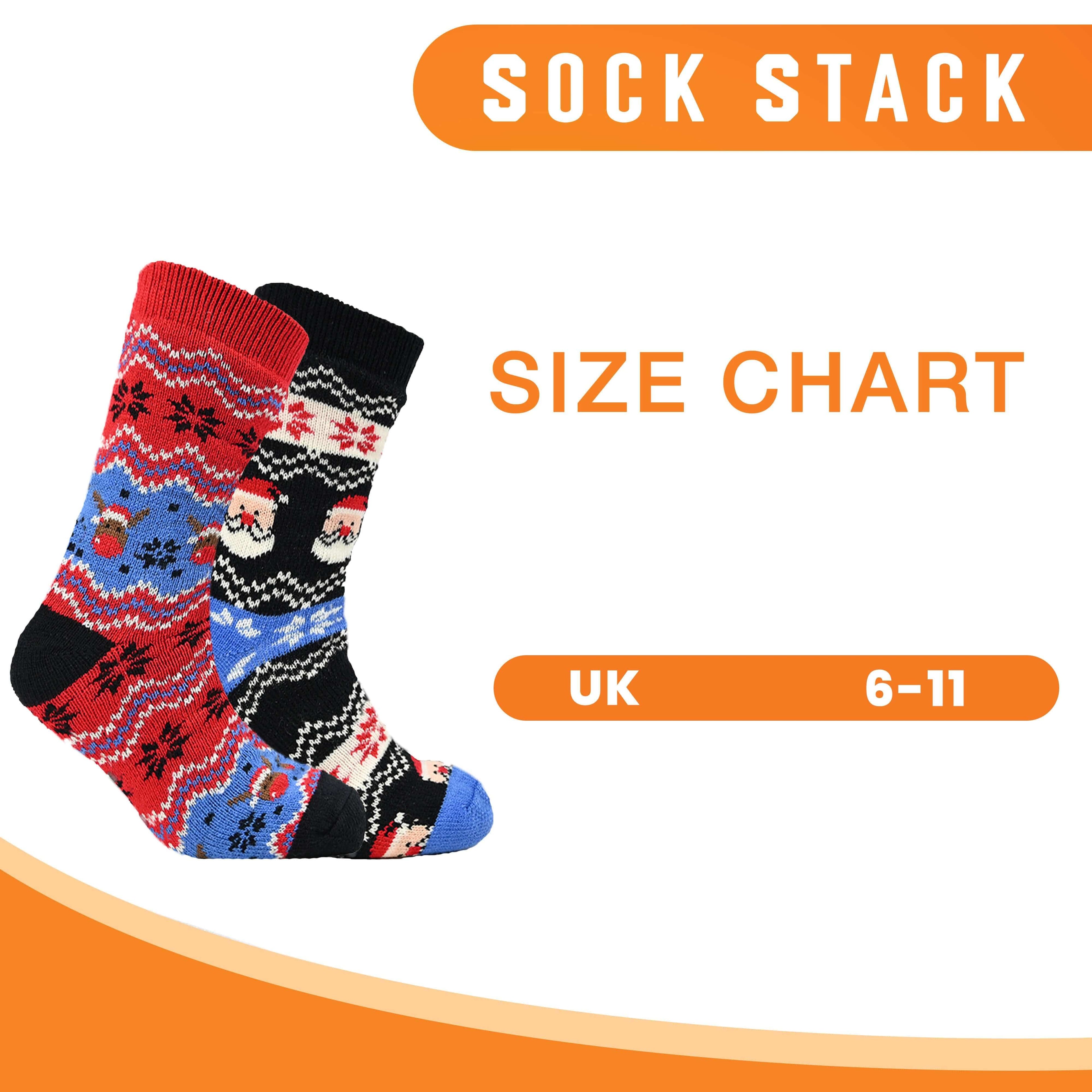 Sock Stack Pack Of 2 Men's Festive Chunky Knit Slipper Socks With Grips Non Slip Sole