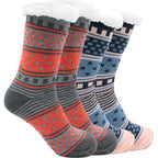 Sock Stack Women's Fur Lined Chunky Slipper Socks Pack Of 2 Non Slip Knitted Lounge Socks