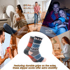 Sock Stack Women's Fur Lined Chunky Slipper Socks Pack Of 2 Non Slip Knitted Lounge Socks