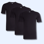 Sock Stack Men's Plain T-Shirts Pack Of 3 Short Sleeve Soft Breathable Cotton-Polyester Blend Classic Colors For Everyday Casual Wear