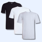 Sock Stack Men's Plain T-Shirts Pack Of 3 Short Sleeve Soft Breathable Cotton-Polyester Blend Classic Colors For Everyday Casual Wear