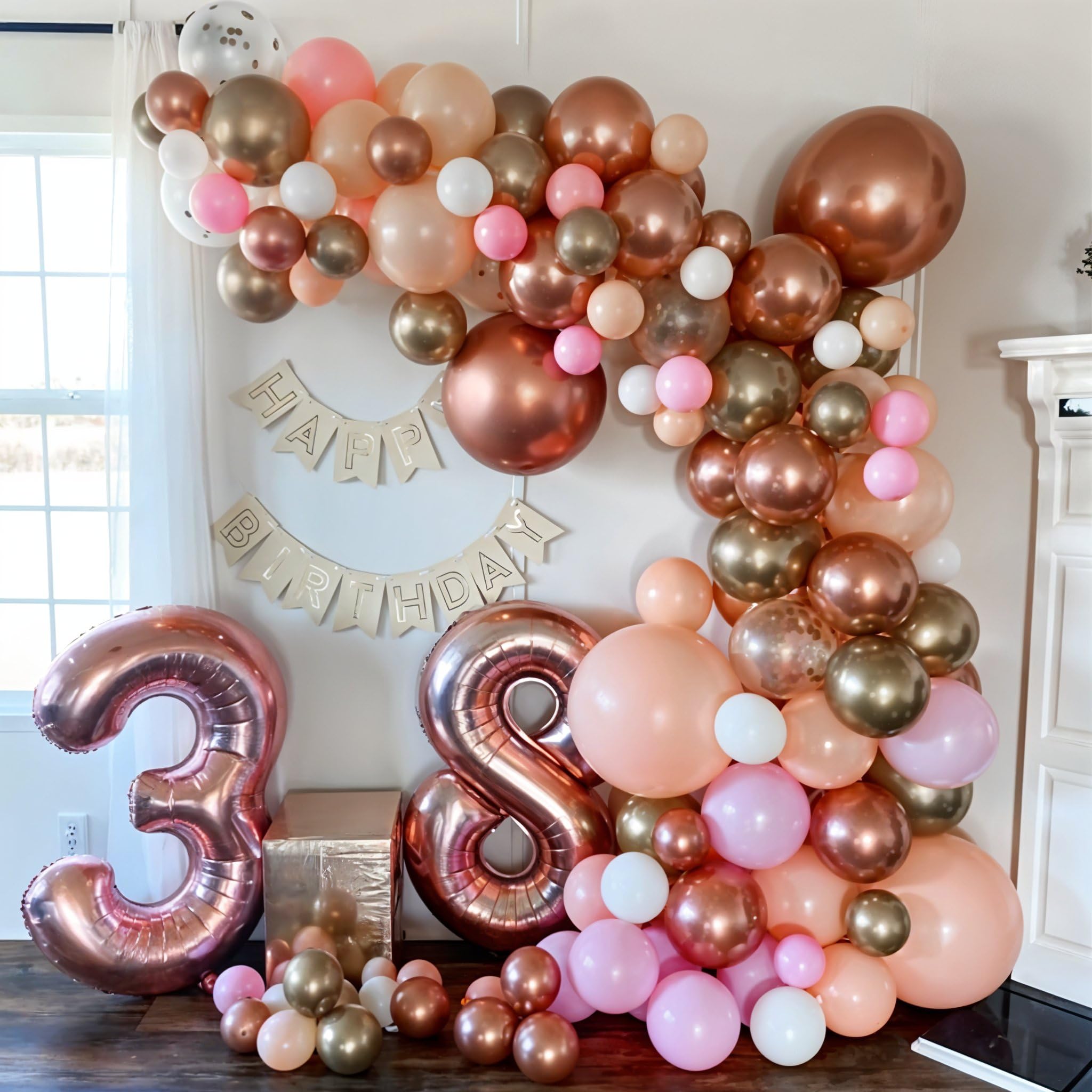 Paeyeq Rose Gold Balloons – 60 Pcs 12in Nude Pink Beige Gold White Party Decor