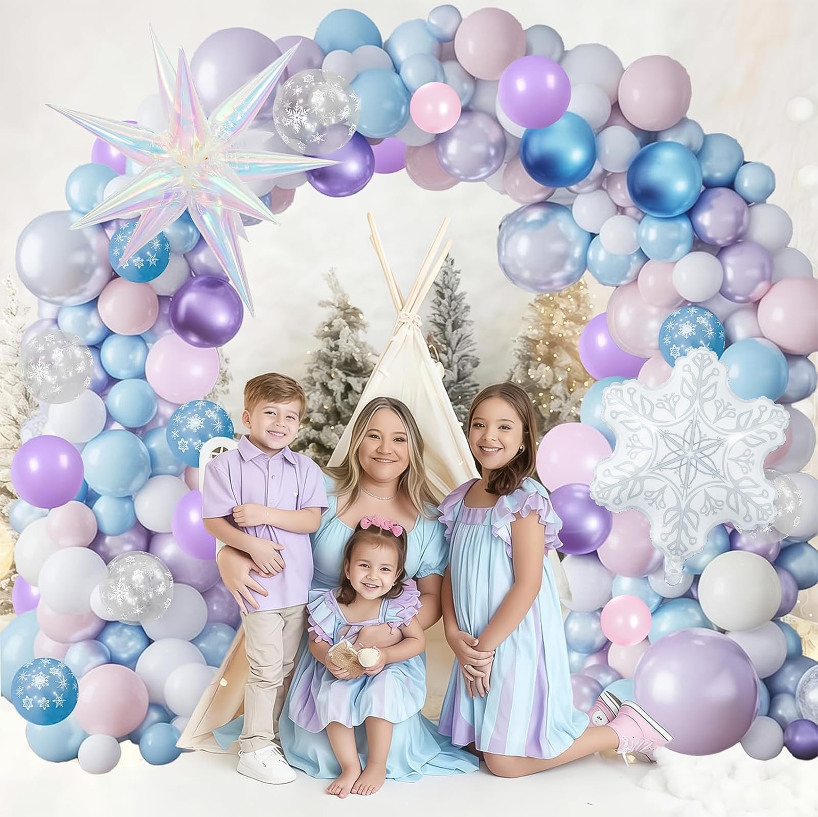 Paeyeq Winter Wonderland Balloon Arch Kit – Snowflake Balloons for Christmas & Winter Events