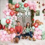 Paeyeq Christmas Balloon Arch Kit – Gingerbread Theme with Pastel Pink & Green Balloons