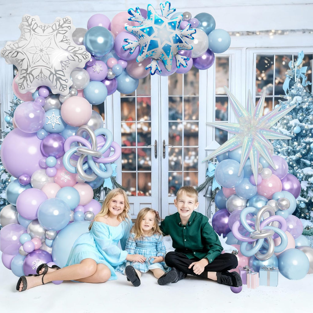 Paeyeq Winter Wonderland Balloon Arch Kit – Snowflake Balloons for Christmas & Winter Events