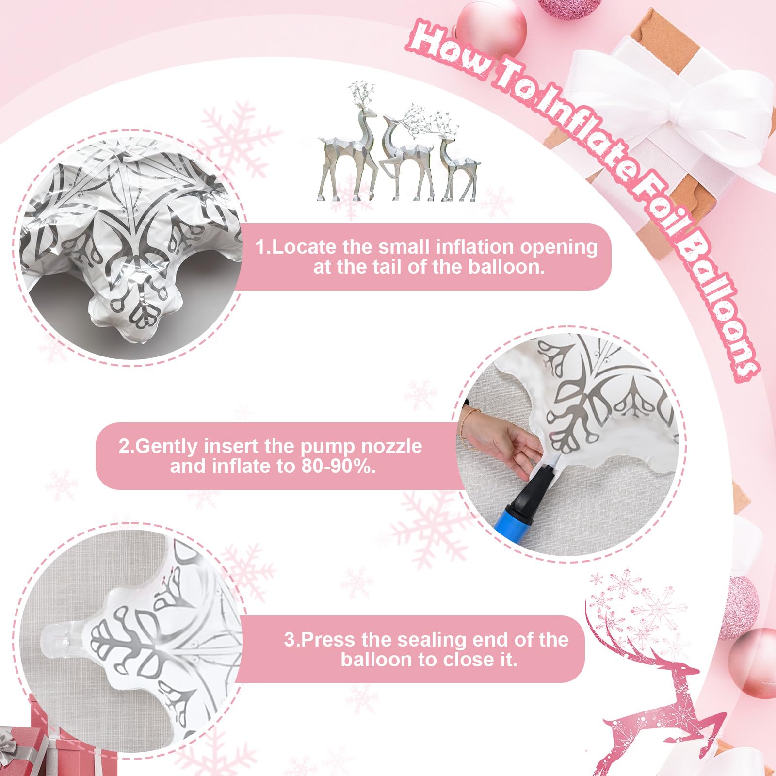 Paeyeq Pink Winter Wonderland Balloon Arch Kit | Snowflake & Star Foil Balloons