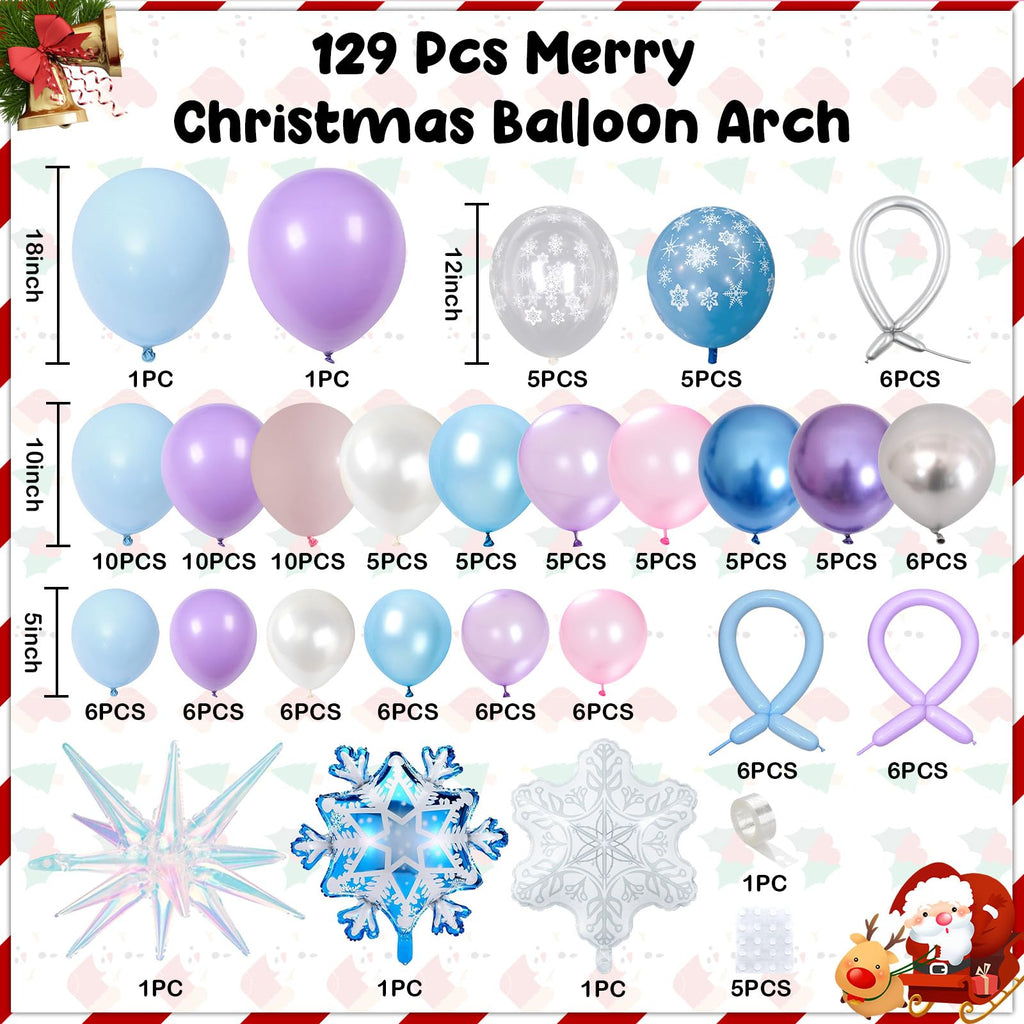 Paeyeq Winter Wonderland Balloon Arch Kit – Snowflake Balloons for Christmas & Winter Events