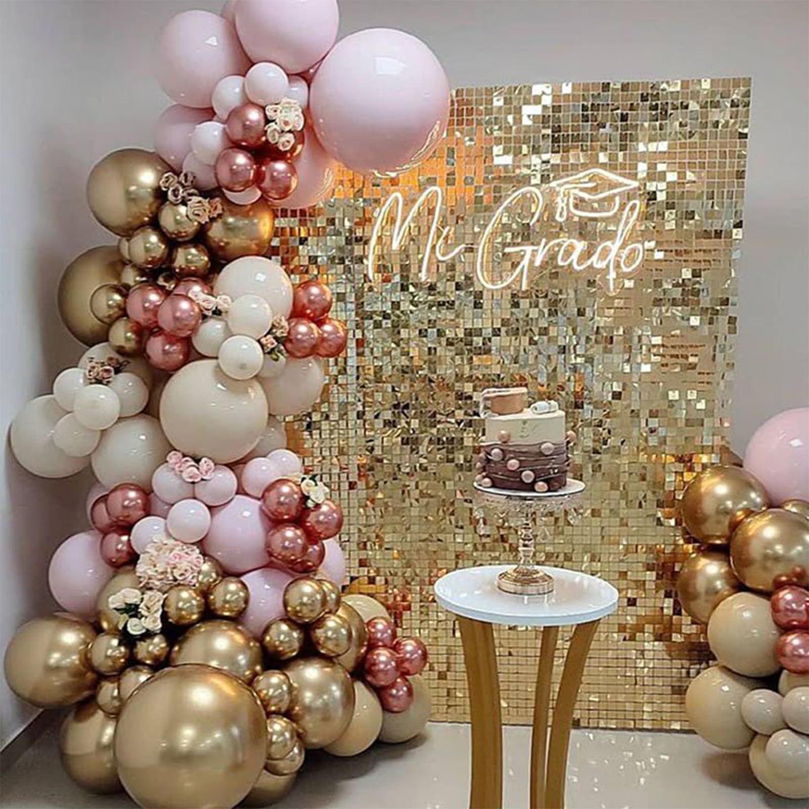 Paeyeq Rose Gold Balloons – 60 Pcs 12in Nude Pink Beige Gold White Party Decor