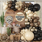 Paayeq Brown & Black Balloon Arch Garland Kit — Western Cowboy Party Decor (92 Latex Balloons)