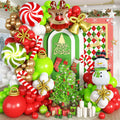 Paeyeq Christmas Balloon Arch Kit - Red Green Gold White with Snowman & Reindeer Foil Balloons
