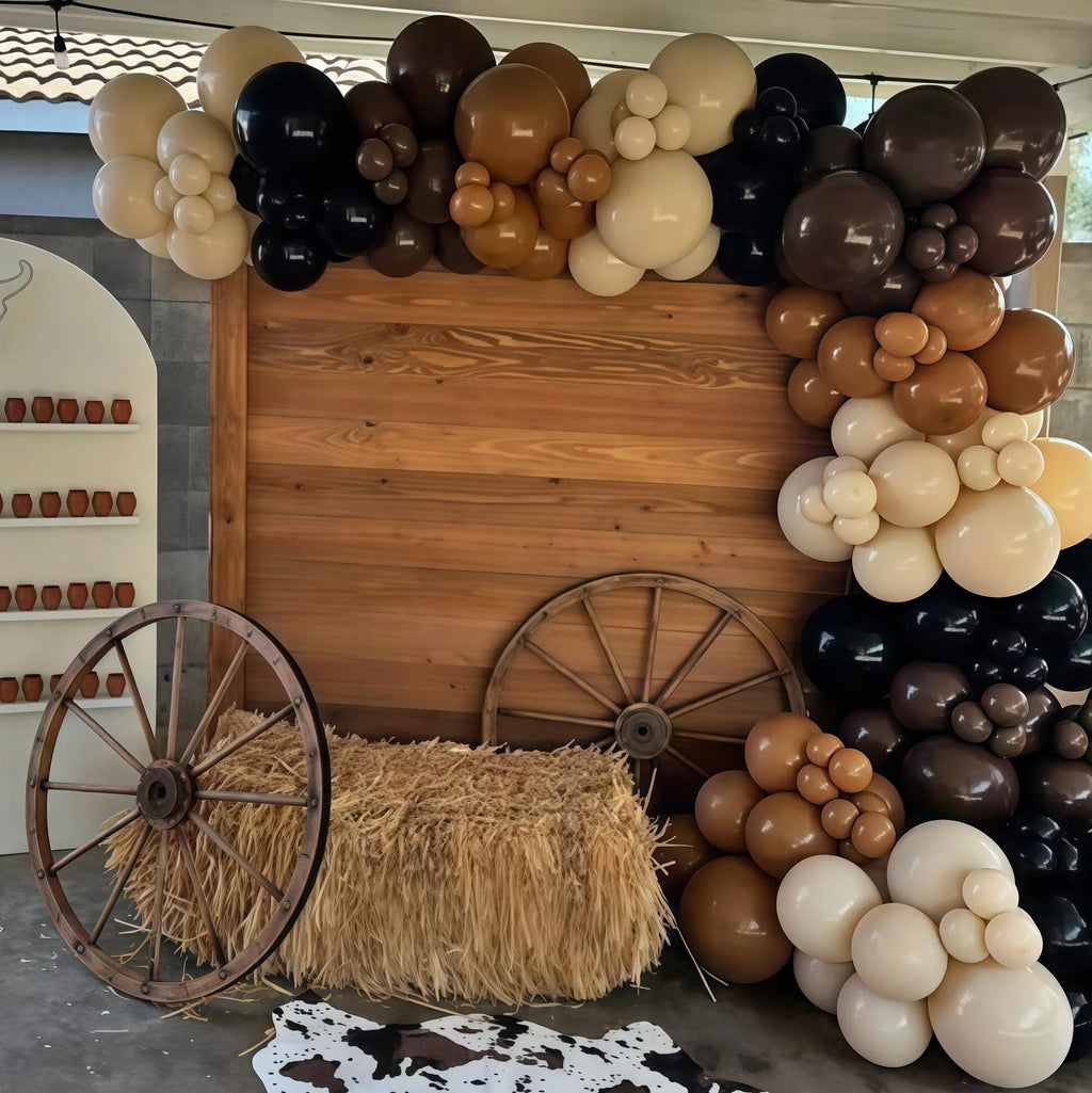 Paayeq Brown & Black Balloon Arch Garland Kit — Western Cowboy Party Decor (92 Latex Balloons)