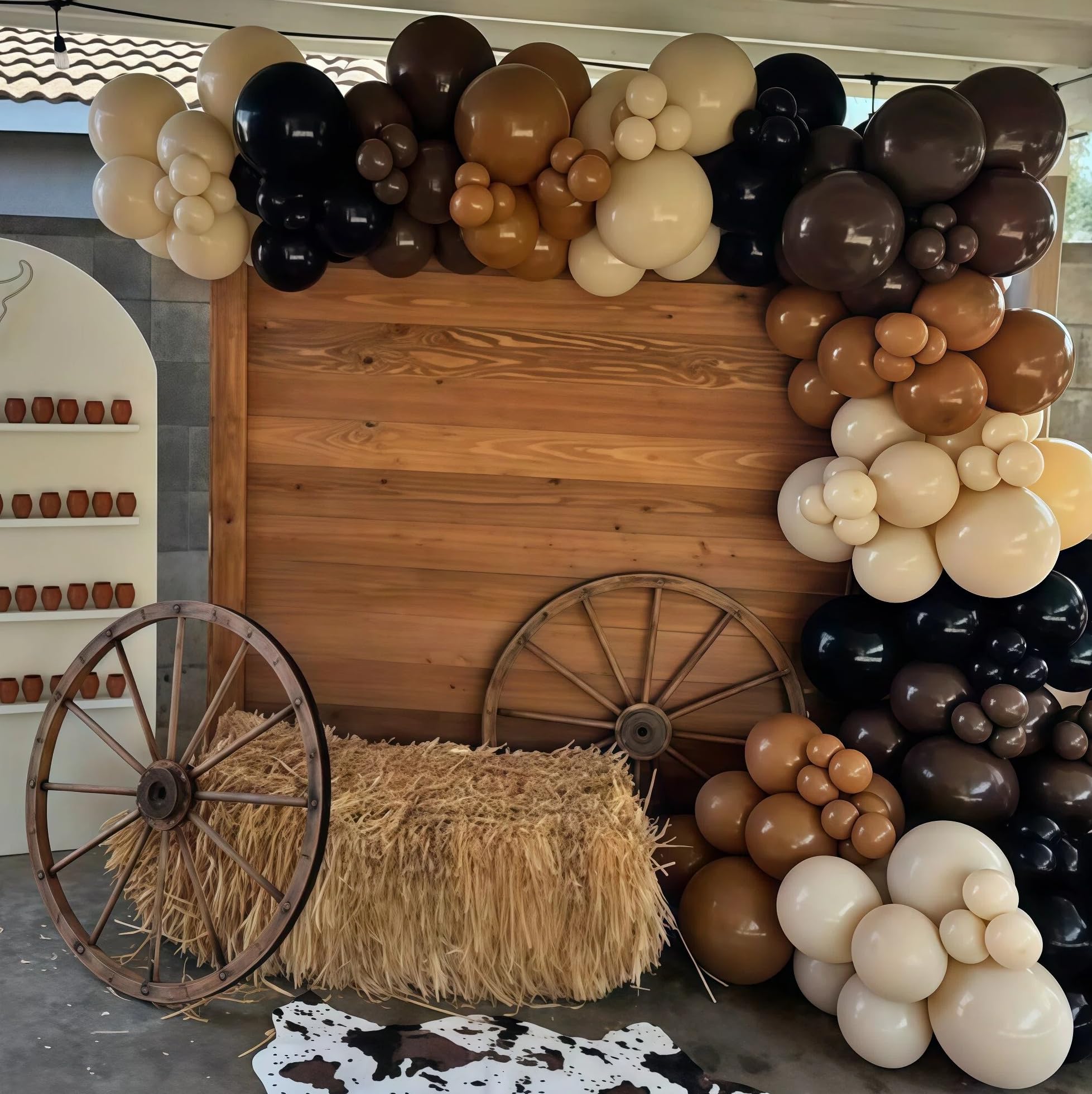 Paayeq Brown & Black Balloon Arch Garland Kit — Western Cowboy Party Decor (92 Latex Balloons)