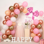 Paeyeq Rose Gold Balloons – 60 Pcs 12in Nude Pink Beige Gold White Party Decor