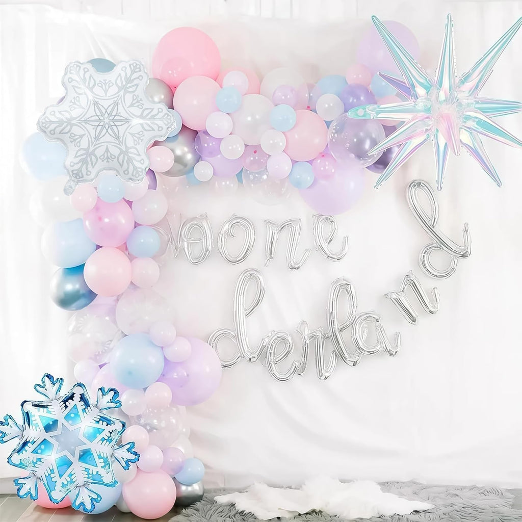 Paeyeq Winter Wonderland Balloon Arch Kit – Snowflake Balloons for Christmas & Winter Events
