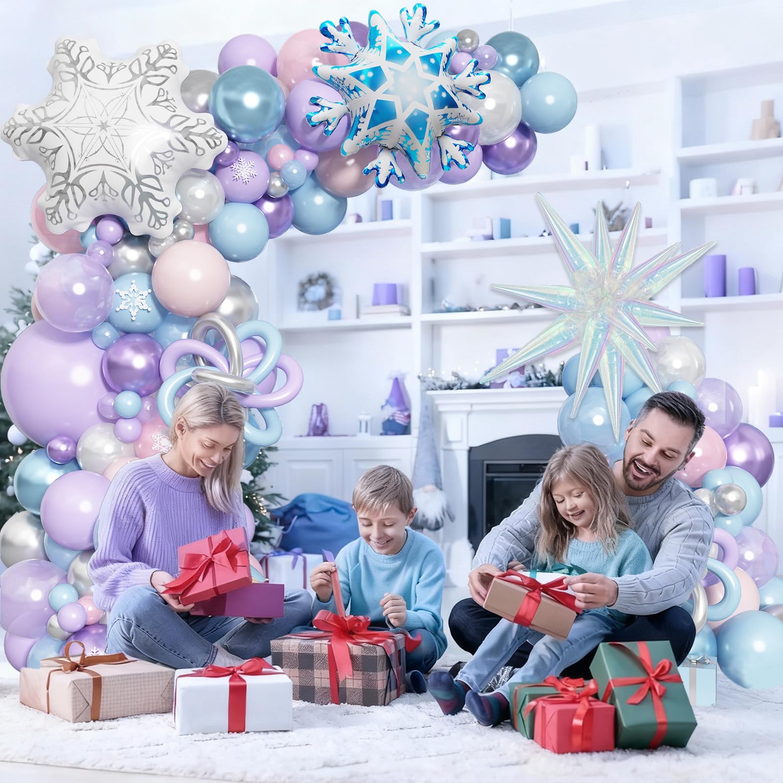 Paeyeq Winter Wonderland Balloon Arch Kit – Snowflake Balloons for Christmas & Winter Events