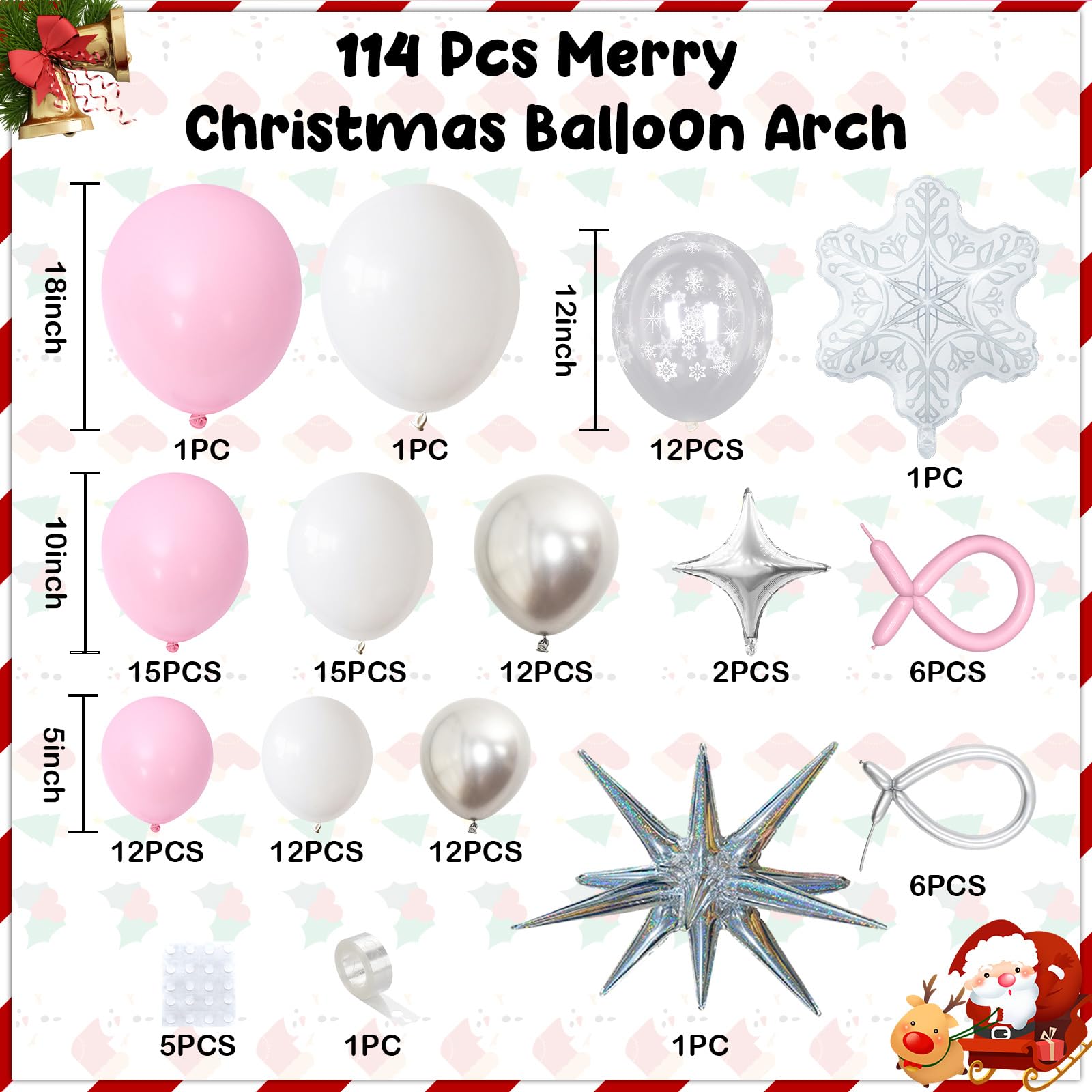 Paeyeq Pink Winter Wonderland Balloon Arch Kit | Snowflake & Star Foil Balloons