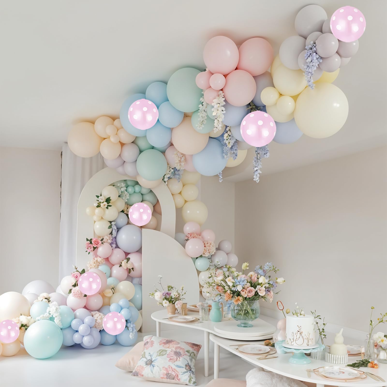 Paeyeq Pastel Balloon Arch Kit – Macaron Rainbow Balloons for Easter & Spring Parties