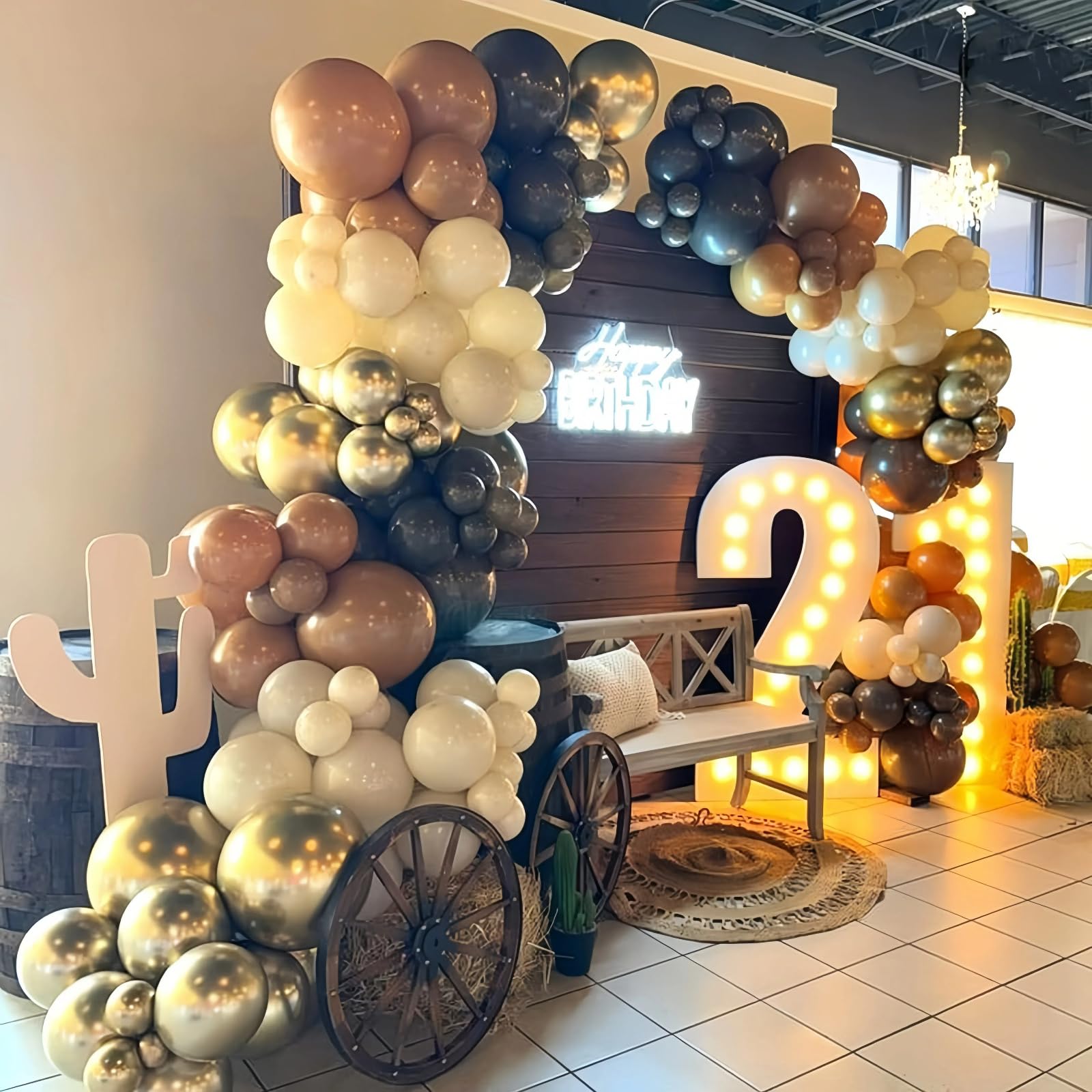 Paayeq Brown & Black Balloon Arch Garland Kit — Western Cowboy Party Decor (92 Latex Balloons)