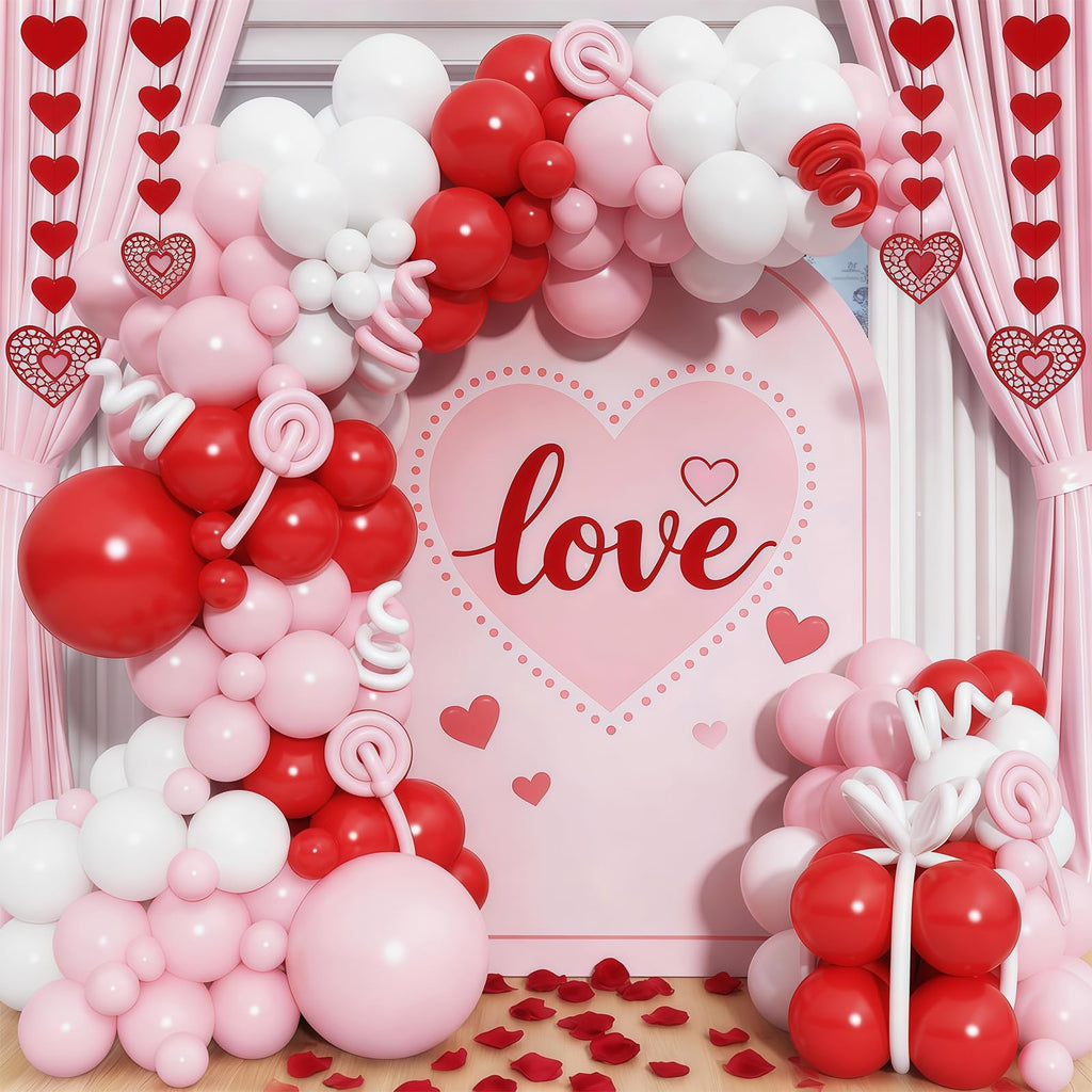 Paayeq Valentines Day Balloon Arch Kit — Red Pink White Balloons for Romantic Celebrations