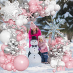 Paeyeq Pink Winter Wonderland Balloon Arch Kit | Snowflake & Star Foil Balloons
